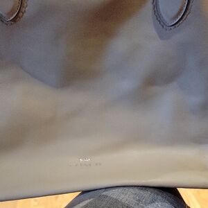 Gray Leather Tote Bag